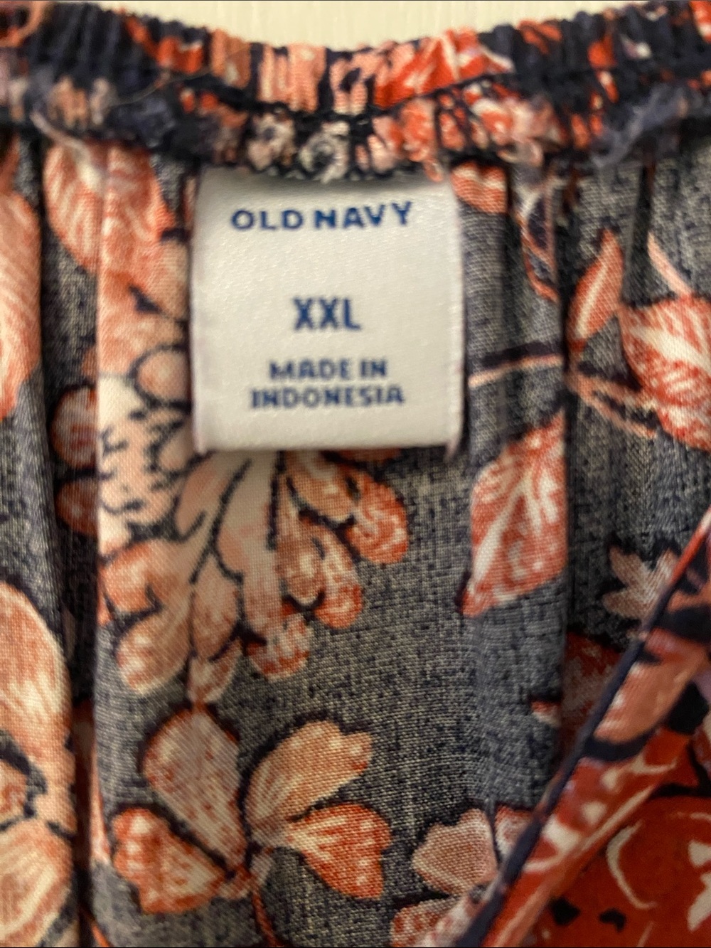 Old Navy Floral Spaghetti-Strap Sundress in Navy and Rust with pockets - Picture 7 of 7